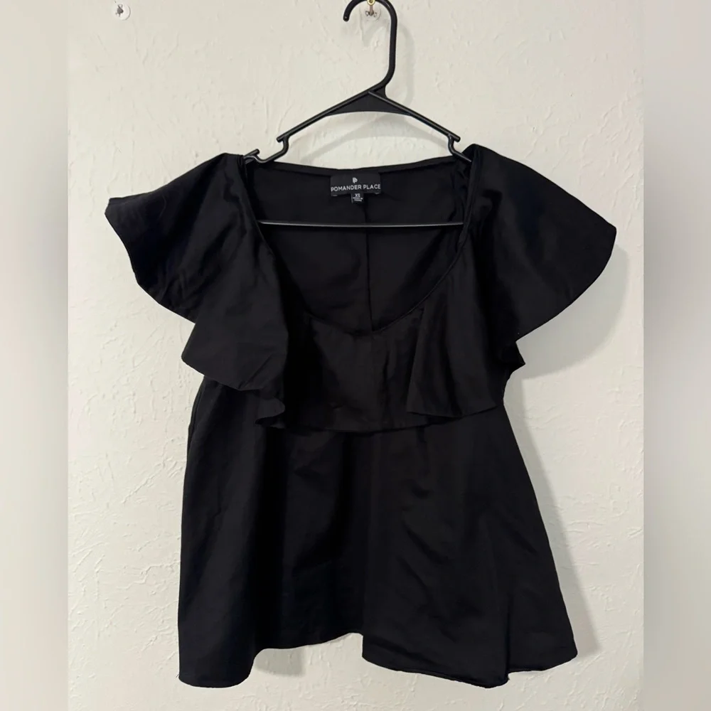 Tuckernuck Pomander Place Flutter Sleeve Neck Black Size XS - Picture 1 of 5